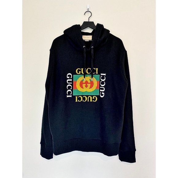 Gucci Other - Gucci Oversized Logo Hoodie Sweatshirt GG Luxury Black Mens XL Monogram